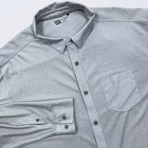 VRST Button Up Shirt Men's 2XL Gray Long Sleeve Performance 4-Way Stretch